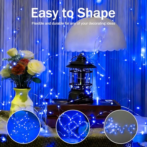24 Pcs Blue Fairy Lights Waterproof 7Ft 20LED String Light - color: Blue, size: 24 PCS