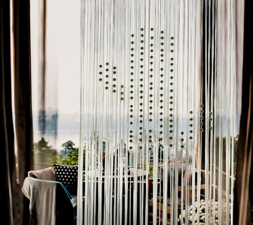 Macrame Curtain Boho Doorway Window Curtain Fiber Art 31" W*70" L - color: Ivory4