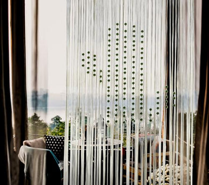 Macrame Curtain Boho Doorway Window Curtain Fiber Art 31" W*70" L - color: Ivory4