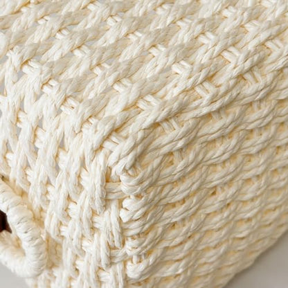 QINGTUHONE Woven Paper Rope Wicker Basket for Organizing(Set of 3,Beige) - color: Beige