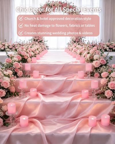 Homemory 12 Pack Pink Flameless Flickering LED Votive Tealights Candles - color: Pink (Soft White Llight), size: 12 Pack