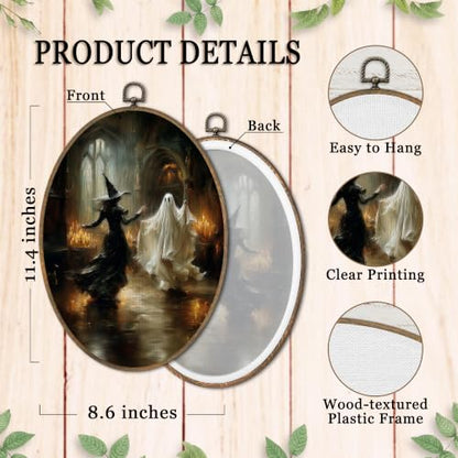 SHQIEUDH Halloween Witchy Ghost Dancing Oval Wall Art 8.6x11.4In - color: halloween-04