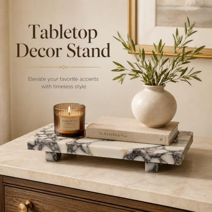 Marble Pedestal Tray Stand for Perfume, Soap & Vanity - color: Calacatta Viola Marble-13.8 in