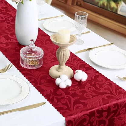 Red Satin Table Runner 12 x 108 Inch, 2 Pack - color: Red, size: 2 Pcs