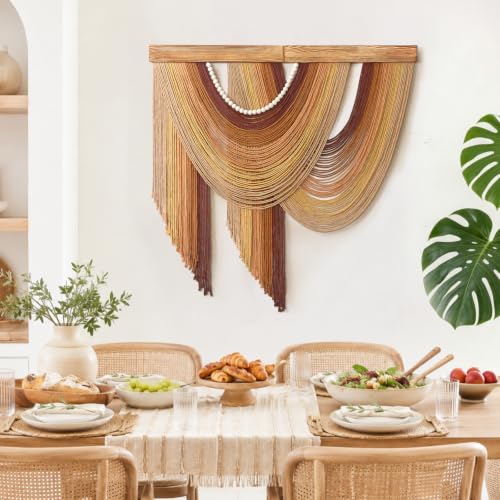 MEIVINES Large Macrame Wall Hanging Boho Tapestry Macrame Wall Art Decor - color: Brown
