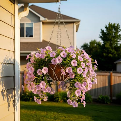 HOSY 2-Pack 12-in Hanging Metal Planter Baskets with Coconut Fibre Liner - color: Petals - White