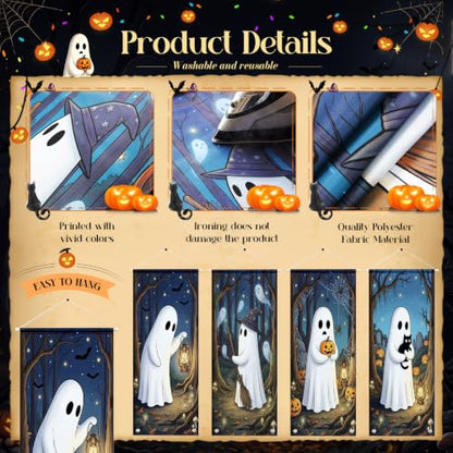 4 Pcs Halloween Ghost Tapestry Banners, Porch Hanging Decor