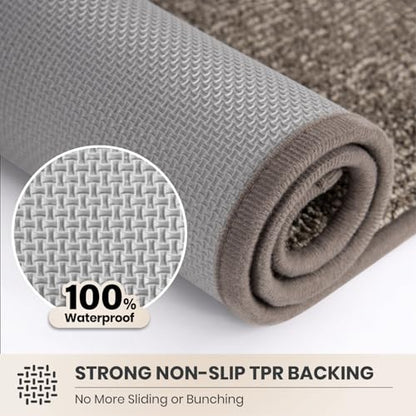 PURRUGS Dirt Trapping Door Mat, 24" x 35.5"(Half Round), Heathered Beige - color: Heathered Beige, size: 24" X 35.5" (Half Round)