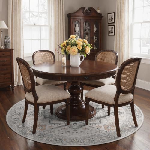 GENIMO 5 Ft Washable Round Area Rugs for Living Room, Light Taupe Brown - color: Light Taupe Brown, size: 5' (Round)
