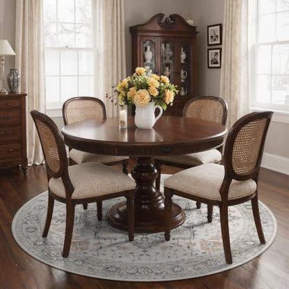 GENIMO 5 Ft Washable Round Area Rugs for Living Room, Light Taupe Brown - color: Light Taupe Brown, size: 5' (Round)