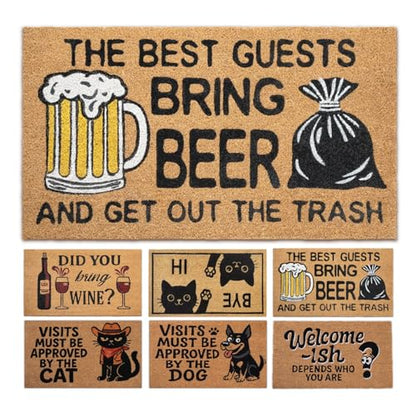 Funny Coir Door Mats Outside and Inside, Beer, 17 x 30 in - color: Beer