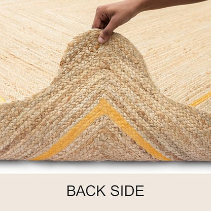 Wave Scalloped Jute Rug Entryway Natural Boho Area Rug Yellow 2'x3' - color: Yellow, size: 2'x3'