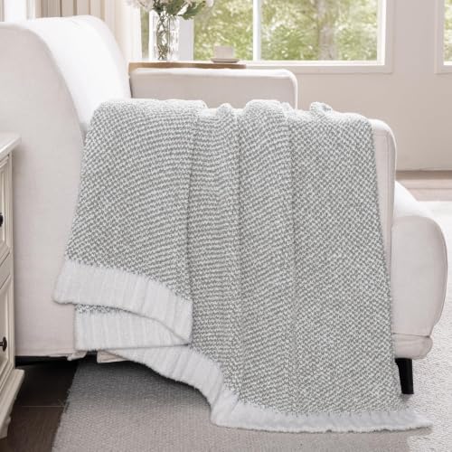 Exclusivo Mezcla Reversible Knit Throw Blanket for Couch, Heather Grey - color: Heather Grey, size: Throw (50"x60")