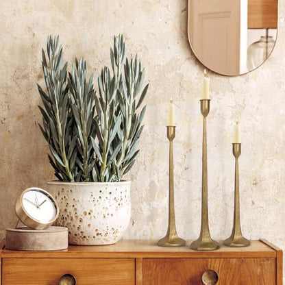 Iron Taper Candle Holder Set of 3 - Decorative Tall Candle Stand - color: Antique Brass