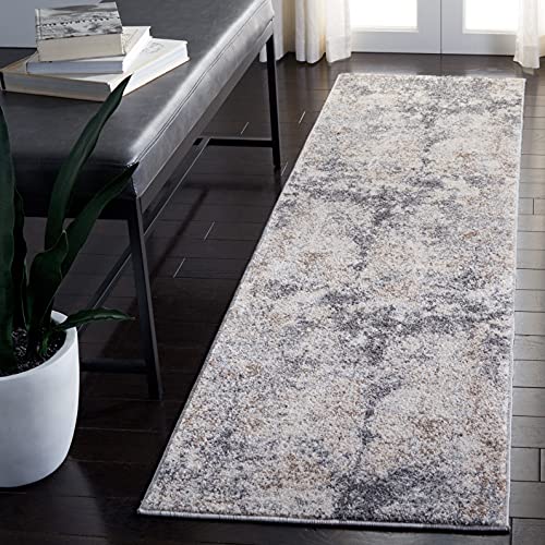 SAFAVIEH Aston Collection Runner Rug - 2' x 9', Light Grey & Grey, Modern Abstract Design, Non-Shedding & Easy Care, Ideal for High Traffic Areas in Living Room, Bedroom (ASN710F) - color: Light Grey/Grey, size: 2' x 9' (Runner)