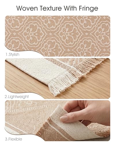 Placemats Set of 6, 13.8 x 17.7 Inch, Polyester, Jacquard Woven - color: Polyester-13.8 X 17.7inch-light Beige