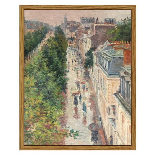 ARPEOTCY Vintage Framed Canvas Print Wall Art, 8x10 inch, French Street Scene Cityscape Country Art Home Decor, Aesthetic Room Decor, Natural Scenery Wall Decoration for Living Room, Bathroom, Office - color: Street Scene in Paris, size: 10"L x 8"W