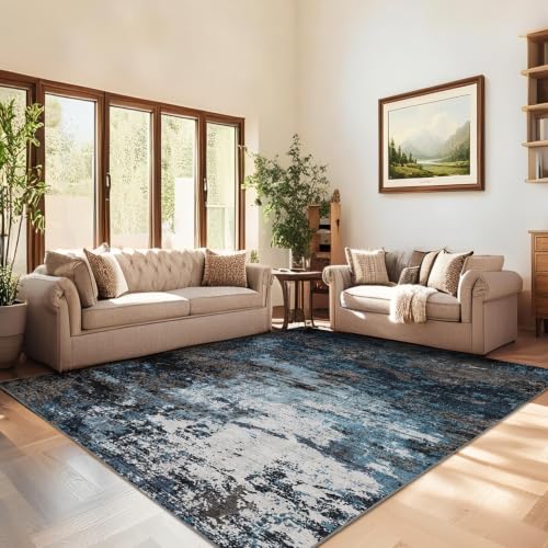 GarveeHome 4x6 Washable Area Rug Modern Abstract Blue Green - color: Mountain/Lake, size: 4' x 6'