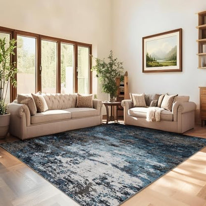 GarveeHome 4x6 Washable Area Rug Modern Abstract Blue Green - color: Mountain/Lake, size: 4' x 6'