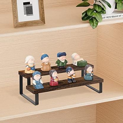 YINMIT Wooden Display Riser Stand, Tiered Perfume and Cologne Organizer Stand, 2 Tier Spice Rack Organizer, Rustic Display Shelf for Candles (2 Tier) - color: 2 Tier,1 Pack,Brown