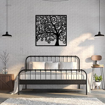 RnnJoile Metal Tree Wall Art Black Tree Of Life Wall Decor for Home Office Living Room Decor Abstract Tree Wall Sculpture Rustic Decorations 24x24inch