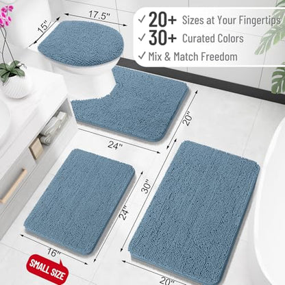 OLANLY Toilet Rugs U-Shaped 20x20, Soft Absorbent Chenille Contour Rugs - color: Airy Blue, size: 20" X 20" Contour Rug