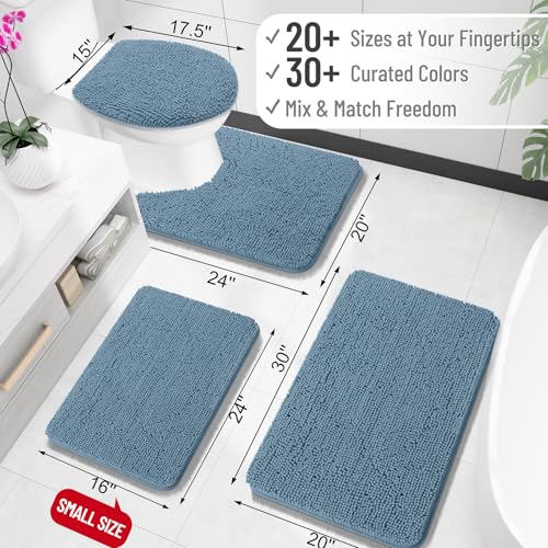 OLANLY Toilet Rugs U-Shaped 20x20, Soft Absorbent Chenille Contour Rugs - color: Airy Blue, size: 20" X 20" Contour Rug