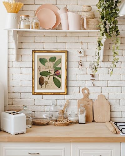 InSimSea Gold Bamboo Framed Wall Art,Retro Magnolia Botanical Print,11x14In - color: Magnolia
