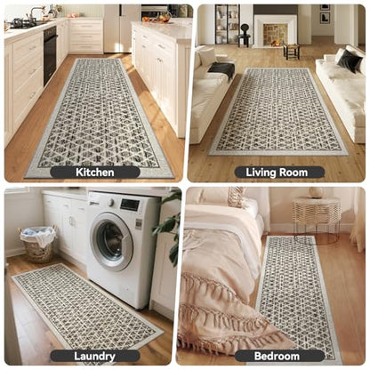 Runner Rug Hallway,Low Pile Kitchen Rug for Entryway,Grey,2x6ft - color: Grey, size: 2'x6'