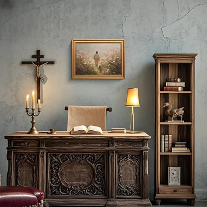 Gold Framed Jesus Wall Art Jesus Leaves The 99 Sheep Pictures 16x24 Inch - color: Jesus, size: 24"L x 16"W