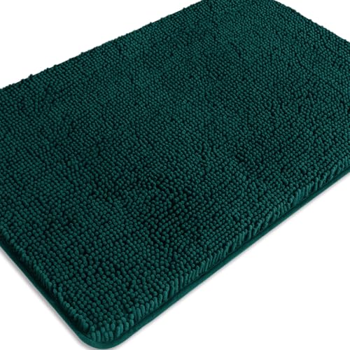 Dark Teal Bathroom Rugs – Absorbent and Washable Bath Mat, Non-Slip, Thick Soft Chenille Bath Rugs for Bathroom Floor, Shower, Sink - 24" x 36" - color: Dark Teal, size: 24" x 36"