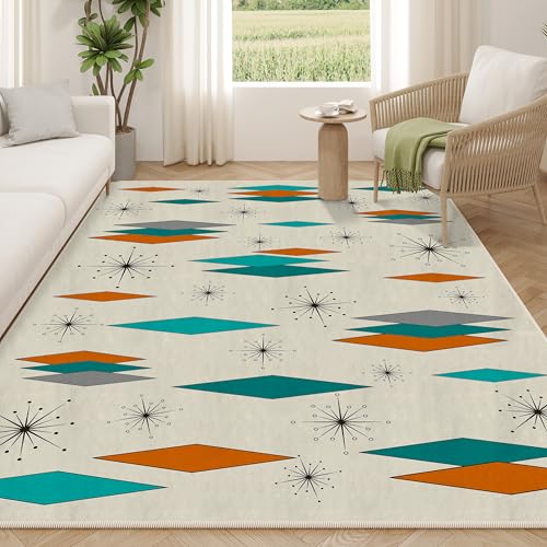 Mid Century Modern Rug for Living Room 8'x10', Non-Slip Machine Washable Carpet Atomic Retro Area Rug for Bedroom Dining Room Office Indoor Modern Home Decor - color: Modern Retro, size: 8' x 10'