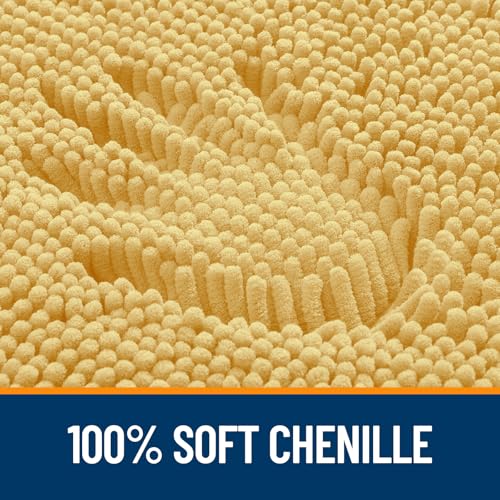 OLANLY Toilet Rugs U-Shaped 20x20, Soft Absorbent Chenille Contour Rugs - color: Yellow, size: 20" X 20" Contour Rug