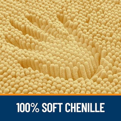 OLANLY Toilet Rugs U-Shaped 20x20, Soft Absorbent Chenille Contour Rugs - color: Yellow, size: 20" X 20" Contour Rug