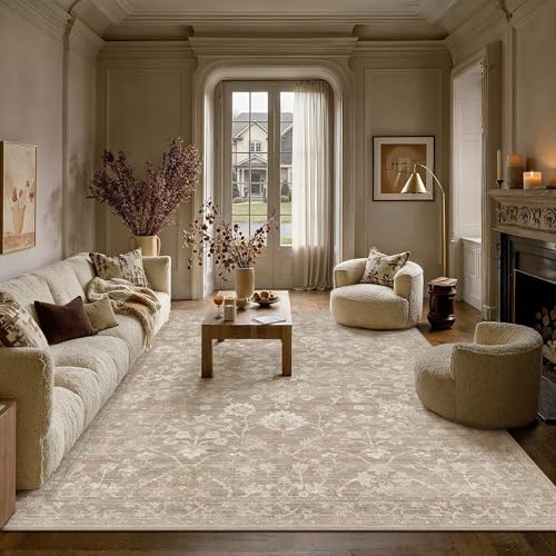 HUGEAR 8x10 Beige Neutral Area Rugs Washable Rug Carpet - color: Beige, size: 8' x 10' (Rectangular)