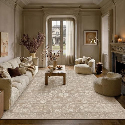 HUGEAR 8x10 Beige Neutral Area Rugs Washable Rug Carpet - color: Beige, size: 8' x 10' (Rectangular)