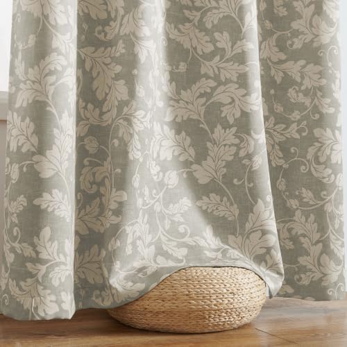 jinchan Grey Floral Curtains 84 Inch Room Darkening Grommet 2 Panels - color: Grey, size: 50"W x 84"L (Pack of 2)