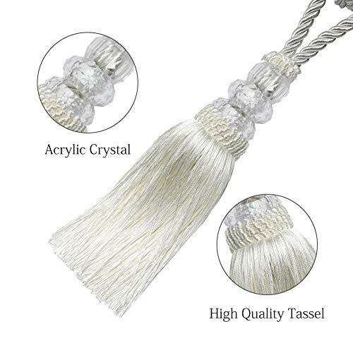 BEL AVENIR 4 Pack Curtain Tiebacks Hand-Woven Holdbacks Tassels Tiebacks - color: White, size: 4 Pack
