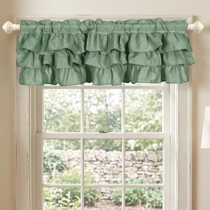 FUANGUI Ruffled Valance Curtain 42" W x 18" L Pleated Kitchen Valance - color: Sage Green, size: 42"W x 18"L (Pack of 1)