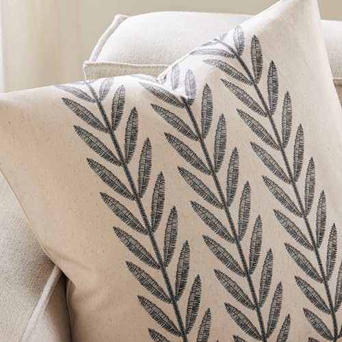 Farmhouse Leaves Throw Pillow Covers Set of 2, 24x24in Black - color: Black, size: 24" x 24" (Pack of 2)