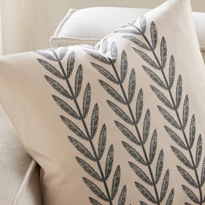 Farmhouse Leaves Lumbar Pillow Covers Set of 2, 12x20in Black - color: Black, size: 20" x 12" (Pack of 2)