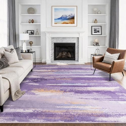 Washable 6x9 Area Rugs for Living Room: Large Modern Abstract Rugs - color: Purple, size: 6' x 9' (Rectangular)