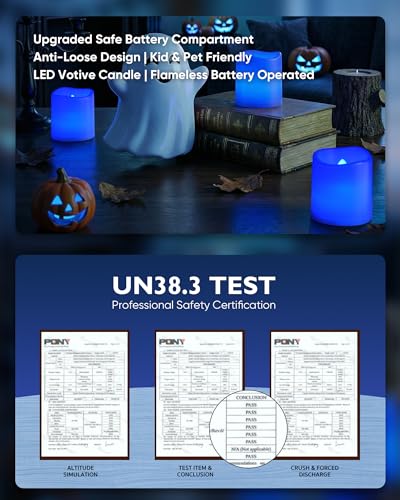 Homemory 12 Pack Blue Flameless Flickering LED Votive Tealights Candles - color: Blue (Blue Light), size: 12 Pack