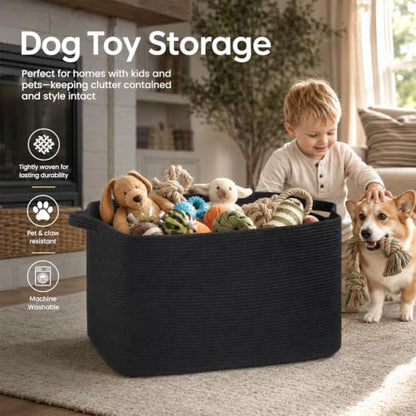 OIASKET 108L Extra Large Blanket Basket Living Room, 24.8" x 16.2" x 16.2" - color: Black, size: 24.8" x 16.2" x 16.2"
