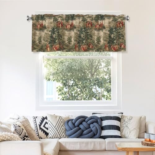 French Country Curtain Valance 54x18 Inches Window Treatment Rod Pocket Valance for Kitchen Bathroom Bedroom - color: French Country