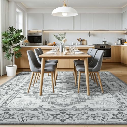 Lessymo Washable Area Rugs 6x9, Boho Soft Carpets for Bedroom Living Room - color: Grey Beige, size: 6' x 9' (Rectangular)