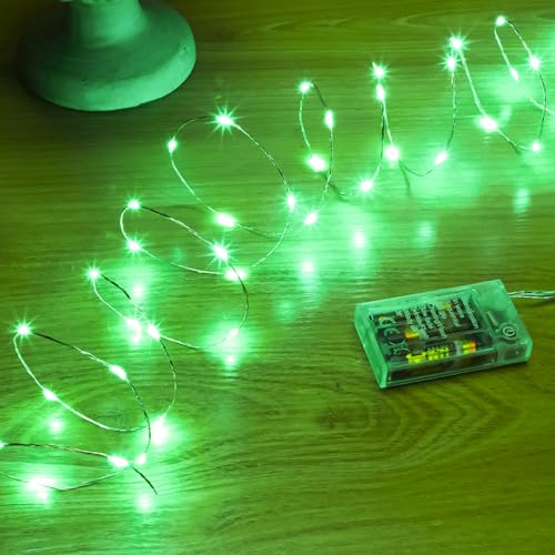 Green Fairy Lights Battery Operated (Included), 8 Modes & Auto timer, 16FT 50Led Mini Twinkle Silver Wire Firefly Starry lights,Waterproof Battery Operated Lights for Bedroom Christmas Wedding - color: Green, size: 1 Pack - Batteries Included