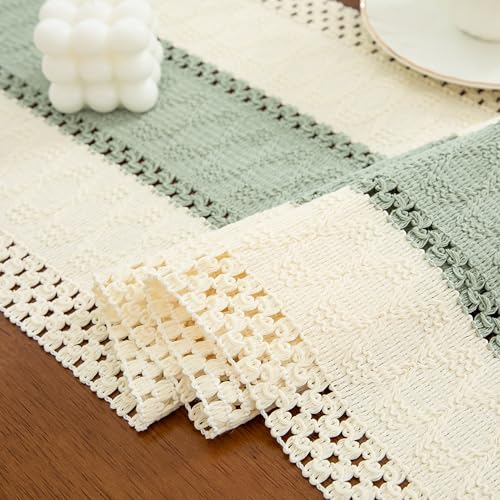 Boho Green Table Runner, 12x36 Inches - color: Green, size: 12" x 36"