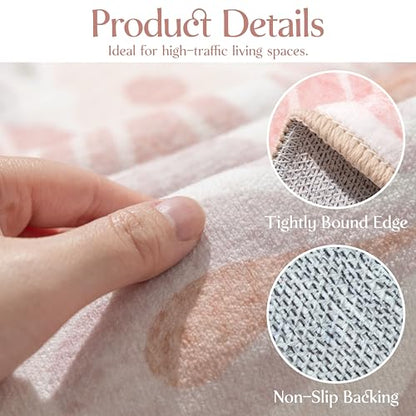 MUJOO Pink 2x3 Washable Rug Floral Small Area Rugs Non Slip Low-Pile - color: Pink, size: 2' x 3' (Rectangular)