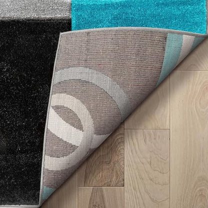 Well Woven Ruby Echo Shapes & Circles Geometric Blue 2 by 3 Rug - Blue Accent Rug, Geometric Design, Soft, Durable, Stain Resistant, Contemporary Abstract Pattern, Modern Easy Clean Carpet - color: Blue, size: 2' x 3' (Rectangular)